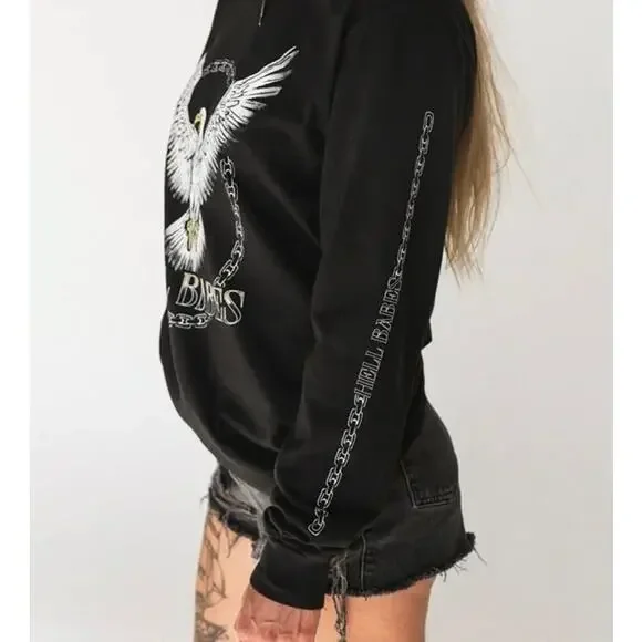 Hell Babes Graphic Long Sleeve Eagle Chain Print Top Black Medium89 - Picture 7 of 15